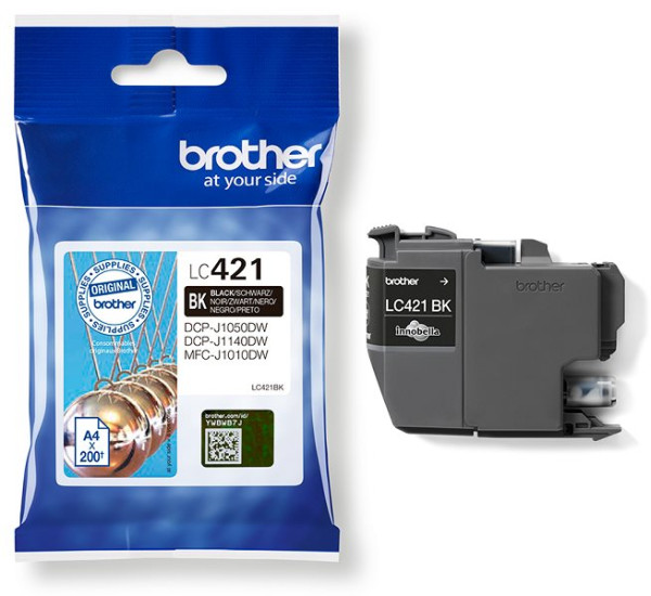 Original Tinte Brother LC-421BK, ca. 200 S., schwarz