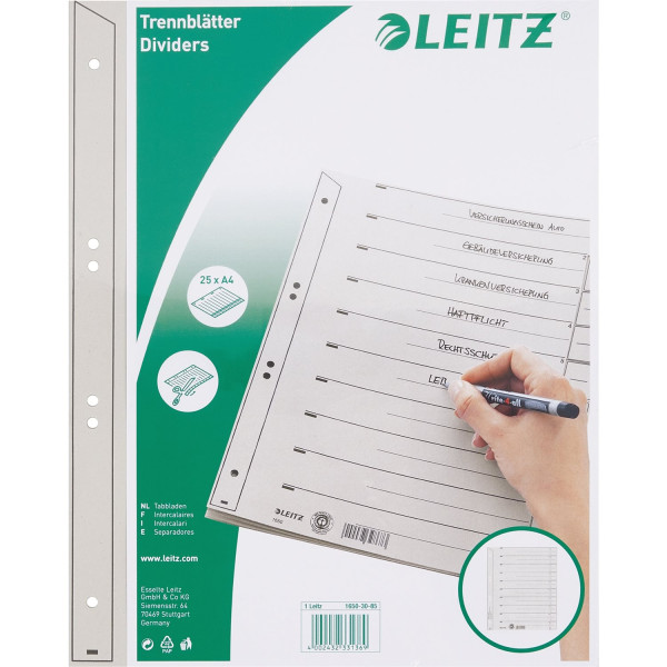 Leitz Trennblatt 16503085 DIN A4 grau 25 St./Pack. 