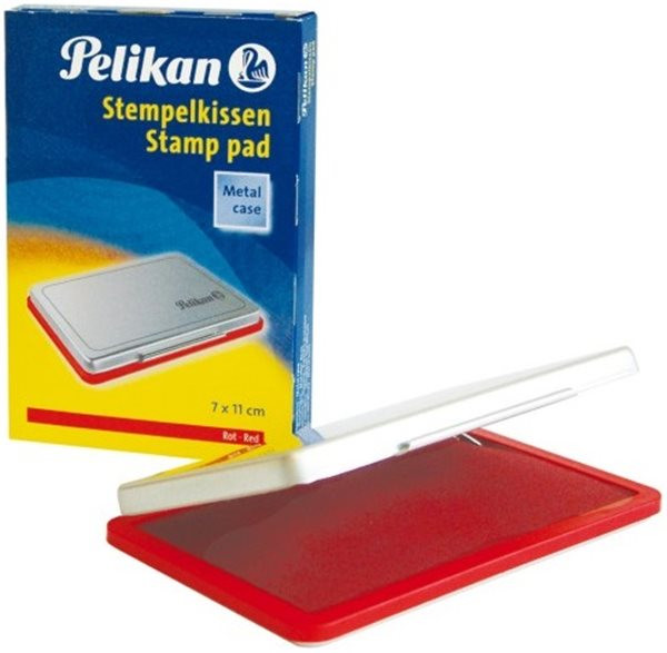 Stempelkissen (Größe 11x07cm) rot Pelikan, Metall Deckel 