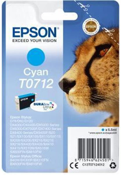 Original Tinte Epson T0712, ca. 480 S., cyan
