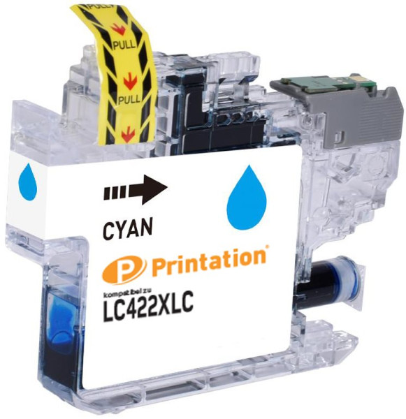 Printation Tinte ersetzt Brother LC-422XLC, ca. 1500 S., cyan