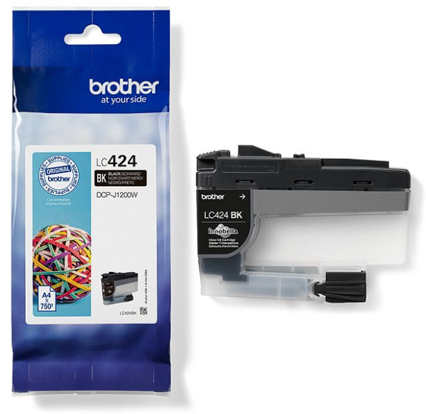 Original Tinte Brother LC-424BK, ca. 750 S., schwarz 