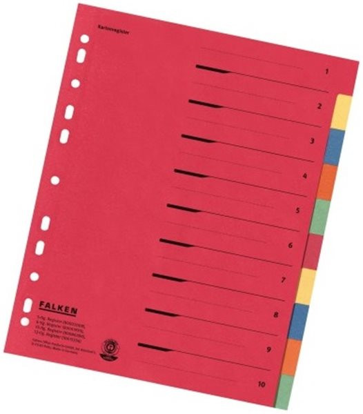 Register blanko A4 10-teilig Karton Falken 230g  240 x 297mm 2 x 5 Farben 