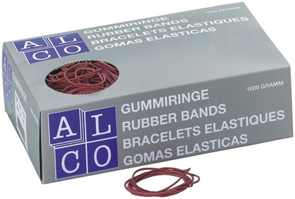 Gummiringe, 100mm Durchmesser, rot, 1 kg Karton, Alco