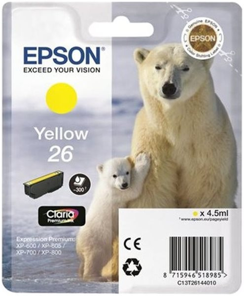 Original Tinte Epson T2614 / 26, ca. 300 S., gelb 