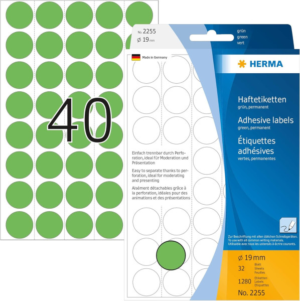 Markierungspunkte Herma Ø 19mm, grün, rund, Großpackung 
