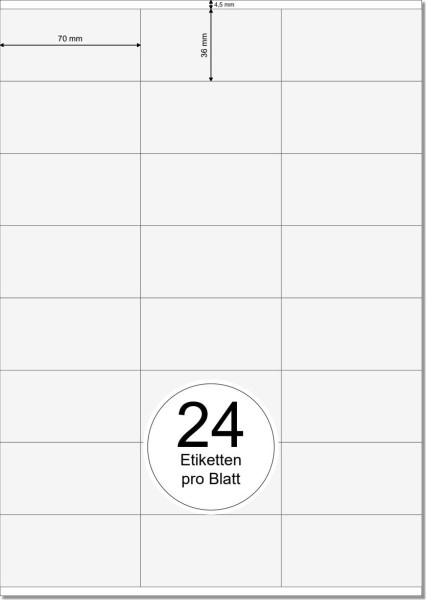 PRINTATION Papier-Etiketten (B70xH36mm) 100xA4 à 24 Eti.