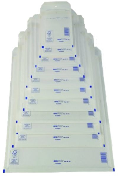 Luftpolstertasche F/6 (innen: 220x340mm/ außen: 240x350mm), weiß, Haftklebung