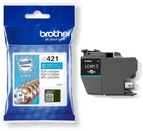 Original Tinte Brother LC-421, ca. 200 S., cyan