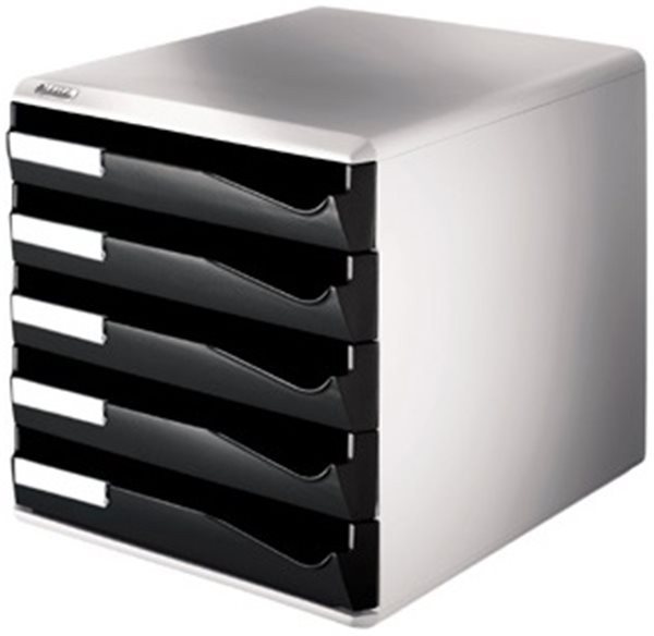 Bürobox mit 5 Schüben Leitz lichtgrau/schwarz 290x285x355 mm (HxBxT)(5280-10-95)