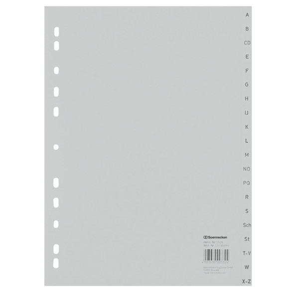 Register A-Z A4 Plastik PP-Folie 225x297mm volle Höhe, Eurolochung 