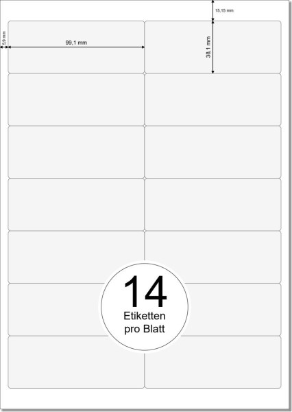 PRINTATION Papier-Etiketten (B99,1xH38,1mm) 500xA4 à 14 Eti. 
