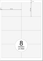 PRINTATION Papier-Etiketten (B97xH67,7mm) 100xA4 à 8 Eti.  PRINTATION Papier-Etiketten (B97xH67,7mm) 100xA4 à 8 Eti.