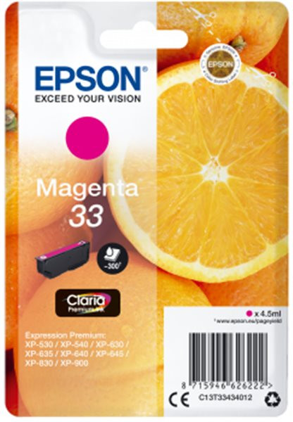 Original Tinte Epson T3343 / 33, ca. 300 S., magenta 