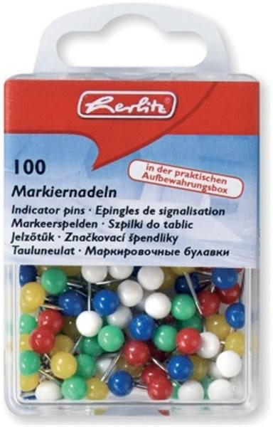 Markiernadeln Kunststoff/Metall, farbig sortiert Herlitz
