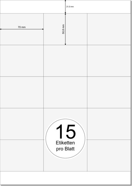 PRINTATION Papier-Etiketten (B70xH50,8mm) 25xA4 à 15 Eti.
