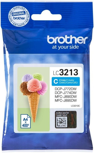 Original Tinte Brother LC-3213C , ca. 400 S., cyan