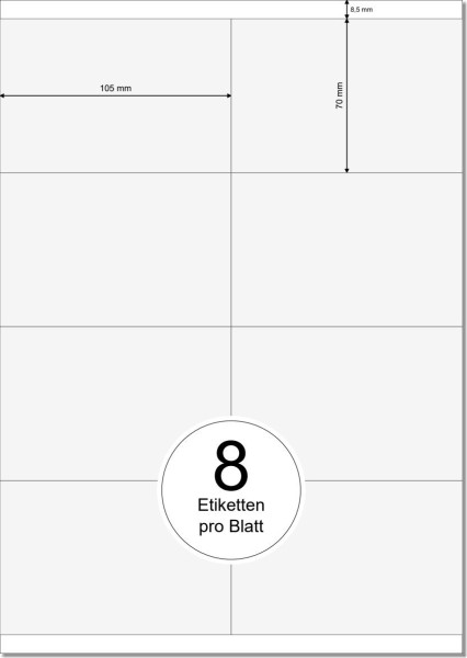 PRINTATION Folien-Etiketten klar transparent (B105xH70mm) 25xA4 à 8 Eti.  