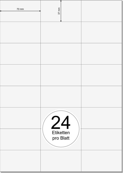 PRINTATION Folien-Etiketten klar transparent (B70xH37mm) 10xA4 à 24 Eti.