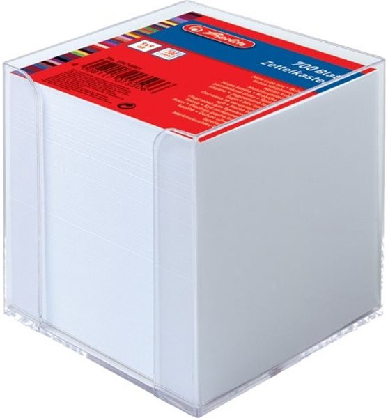 Zettelbox transparent 700 Blatt weiß 9x9cm