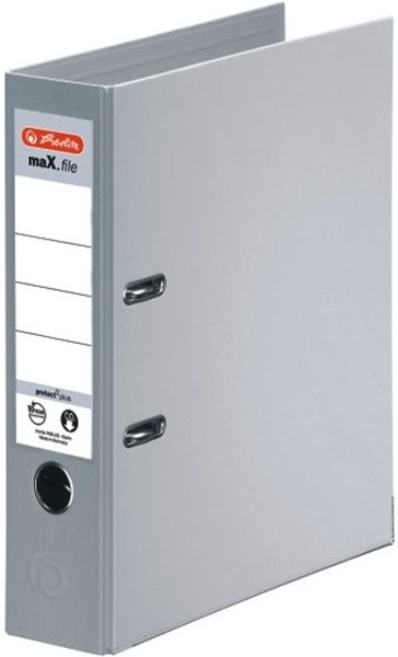 Ordner A4/8cm Plastiküberzug innen und außen grau Herlitz