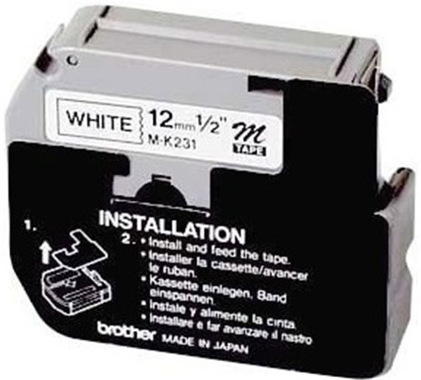 Original Beschriftungsband Brother M-K231, 12mm x 8m, schwarz auf weiß
