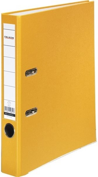 Ordner A4/5cm Plastiküberzug außen gelb Falken PP-Color mit Kantenschutz 