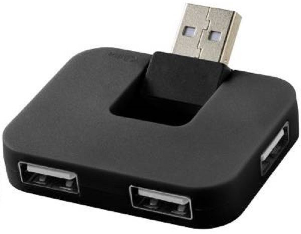 Gaia USB Hub 2.0 mit 4 Anschlüssen, platzsparend, schwarz 