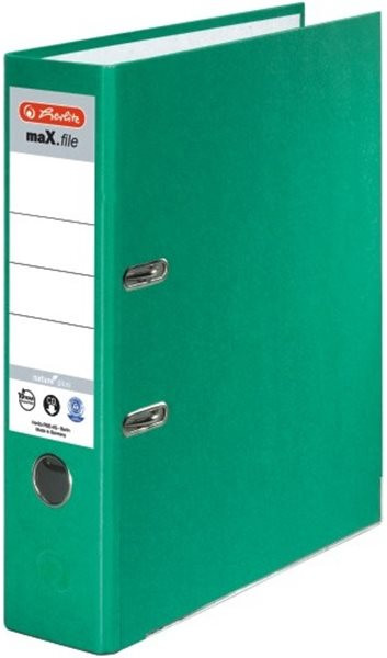 Ordner A4/8cm Pappe grün Herlitz maX.file nature plus mit Kantenschutz