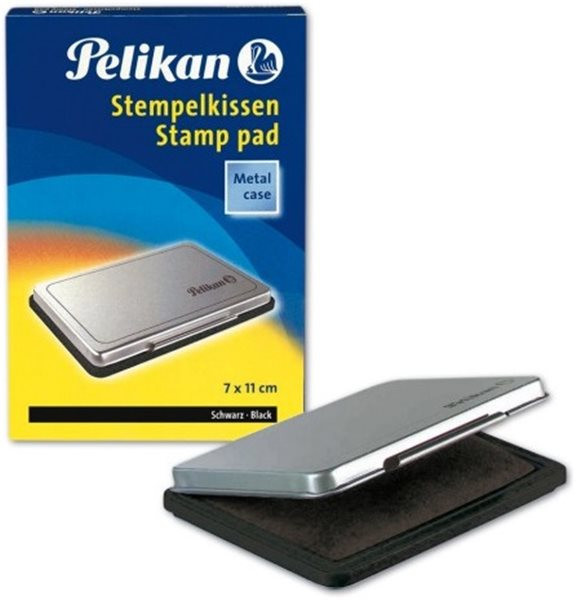 Stempelkissen (Größe 11x07cm) schwarz Pelikan, Metall Deckel