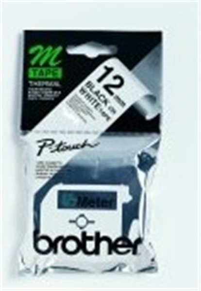Original Beschriftungsband Brother M-K231S, 12mm x 4m, schwarz auf weiß