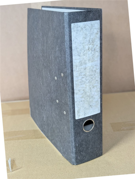 Ordner A4/8cm, Pappe schwarz-wolkenmarmor, gebraucht-guter Zustand 