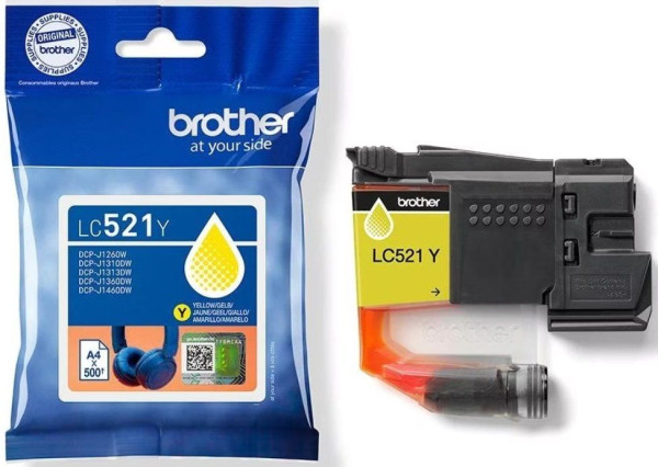 Original Tinte Brother LC-521Y, ca. 500 S., gelb 
