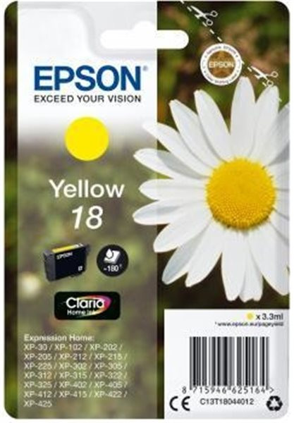 Original Tinte Epson T1804 / 18, ca. 180 S., gelb 