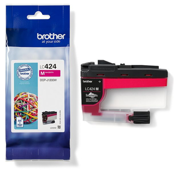 Original Tinte Brother LC-424M, ca. 750 S., magenta, MHD abgelaufen 