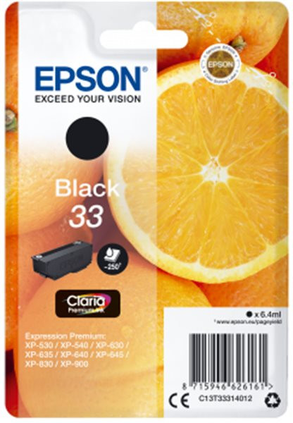 Original Tinte Epson T3331 / 33, ca. 250 S., schwarz 