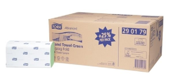 Falthandtuch TORK Advanced 2-lagig, grün, Zickzackfalz, besonders saugfähig