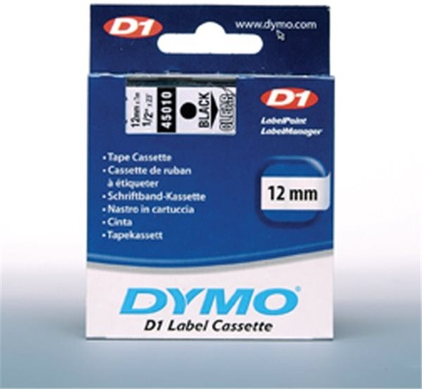 Original Beschriftungsband Dymo 45010/D1, 12mm x 7m, schwarz auf transparent 