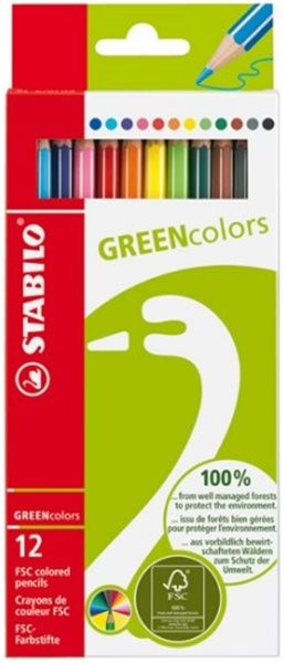 Stabilo Greencolors Buntstifte, 12 Stifte, farbig sortiert 
