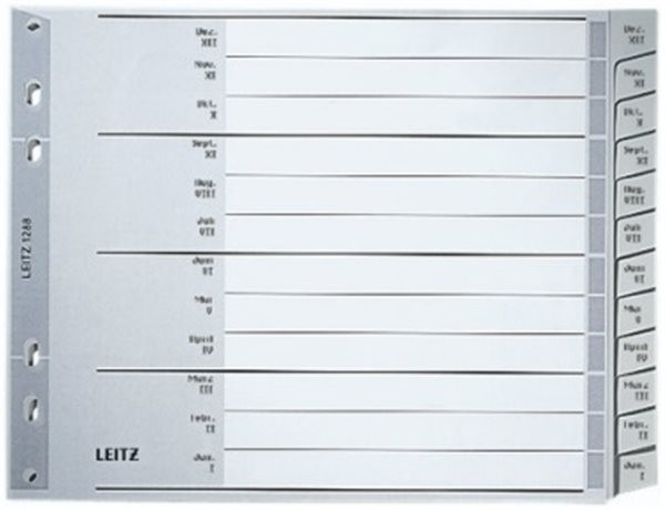 Register Jan-Dez A4 Plastik PP-Folie Leitz 238x180mm (1288-00-85) 