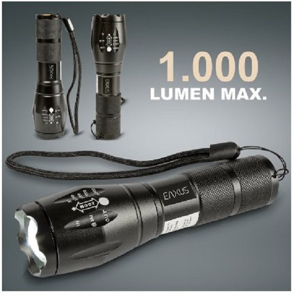 Eaxus LED Aluminium-Taschenlampe, starke bis 500m Alpha | Hygiene 800-1.000 Betriebsbedarf Papier, | Leuchtweite | Büro(-Geräte), Schreibwaren Betriebsbedarf Bürobedarf Lumen, & 