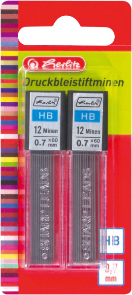 Druckbleistiftminen HB 0,7 mm (Verpackung mit je 12 Minen)