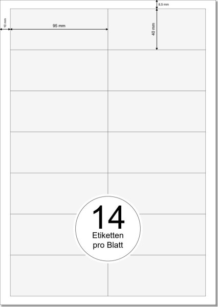 PRINTATION Papier-Etiketten (B95xH40mm) 100xA4 à 14 Eti.