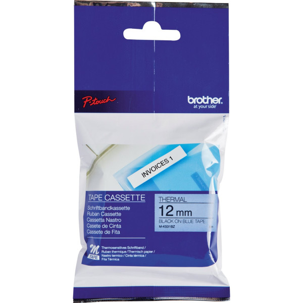 Original Beschriftungsband Brother MK531BZ 12mmx8m sw auf blau 