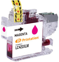 Printation Tinte ersetzt Brother LC-421XLM, ca. 500 S., magenta 