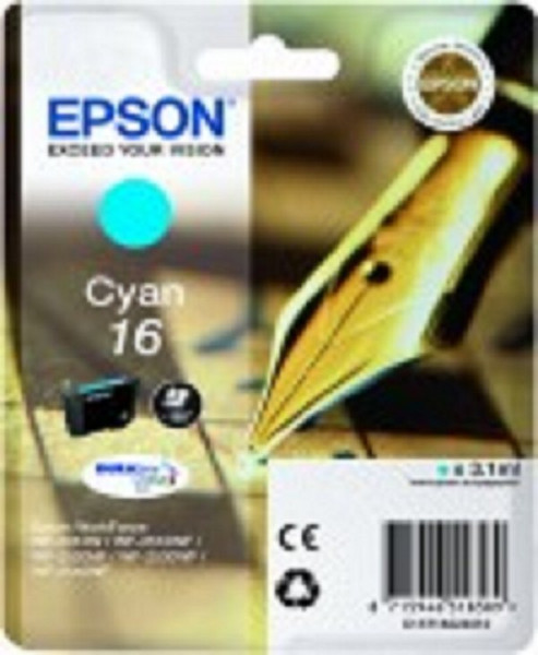 Original Tinte Epson T1622 / 16, ca. 165 S., cyan 