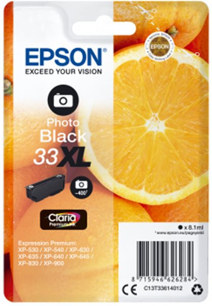 Original Tinte Epson T3361 / 33XL, ca. 400 S., fotoschwarz