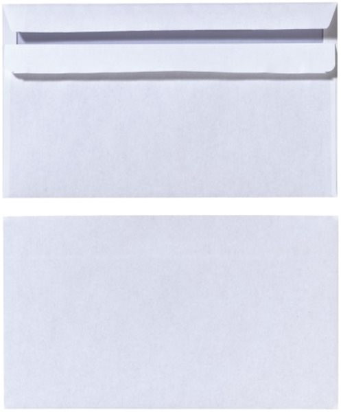 Kuvert 25x DIN lang=110x220mm, ohne Fenster, weiß, Selbstklebung 
