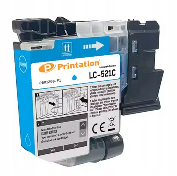Printation Tinte ersetzt Brother LC-521C, ca. 500 S., cyan 