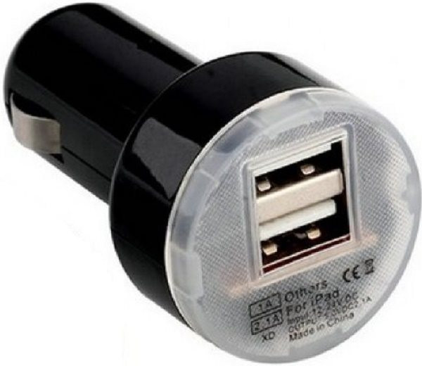 Dual USB Ladegerät für Kfz-Zigarrettenanzünder, schwarz, 2 Anschlüsse 
